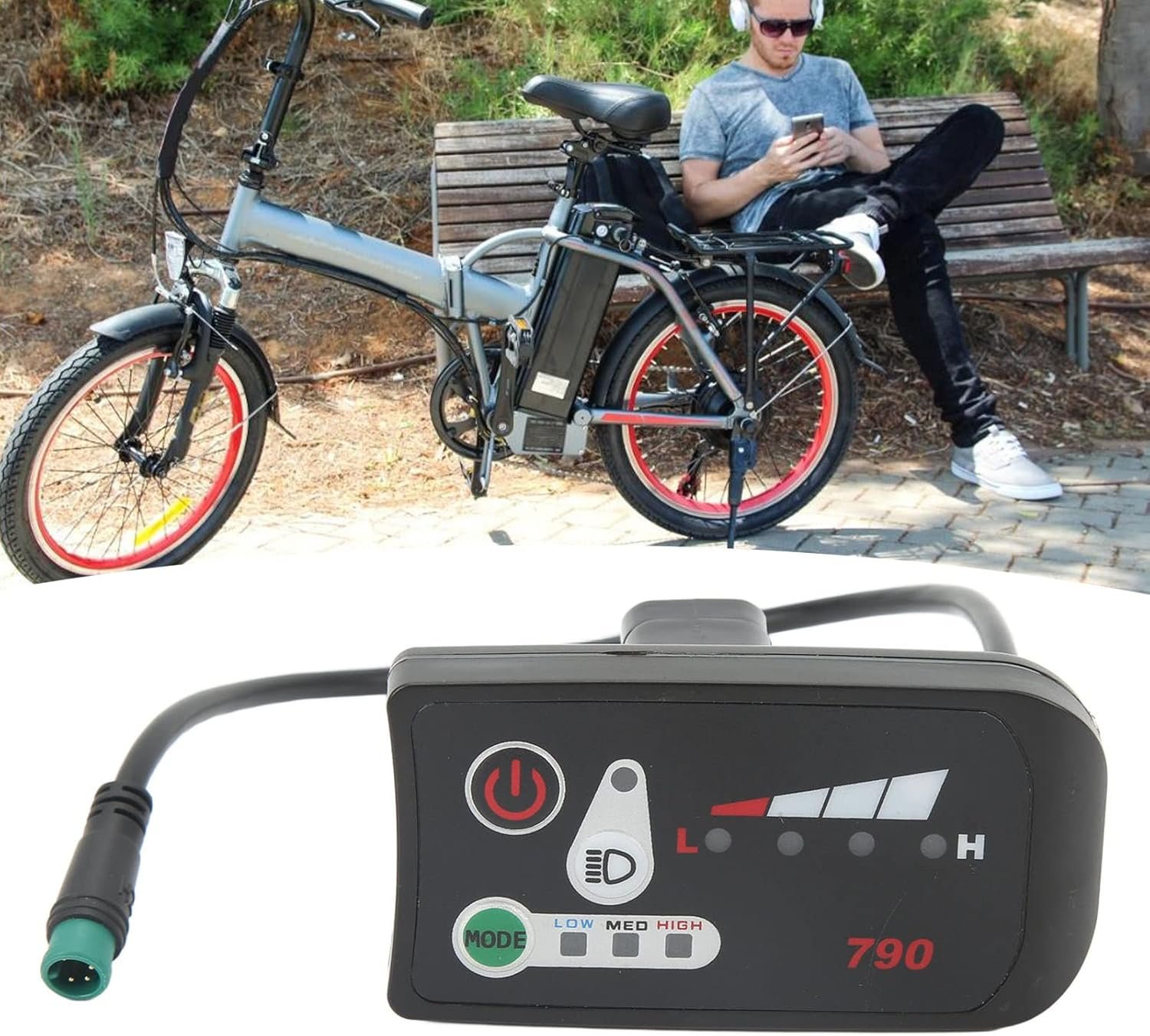 KIMISS Electric Bike LED, Panel Modification Display 790 Electric Power Display Meter with Waterproof 5P Male Plug for 22.2mm Handlebars 48V - Image 2