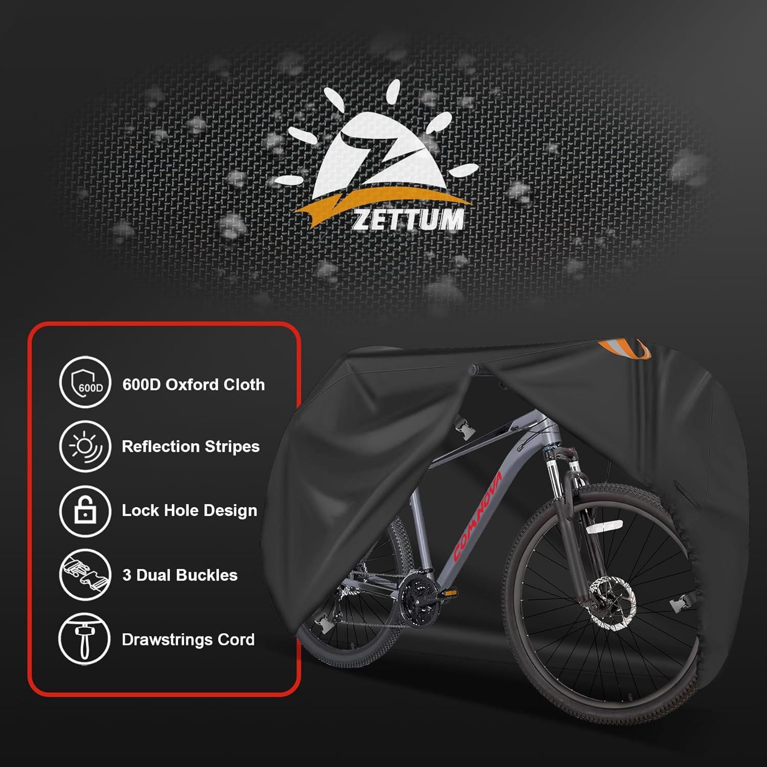 Zettum Bike Cover for 1 Bikes - Stationary Bike Covers for Outside Storage Waterproof Outdoor & Heavy Duty, 600D PU Coating Bicycle Covers for 1 Bike Mountain Bikes, Road Bike, Beach Cruiser Bike - Image 3