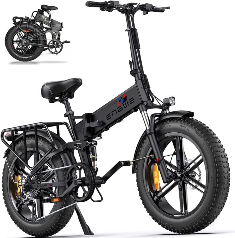 ENGWE ENGINE PRO Electric Bike Folding E-Bike for Adults, Electric Bicycle 48V 16Ah Battery, 8-Gears All -Terrain 20''*4.0 Fat Tire Electric Bicycle