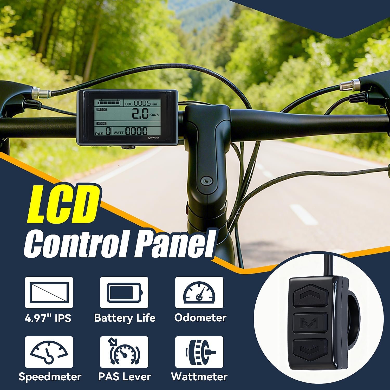 48V 27.5'' 30A Controller Rear wheel Electric Bikes Conversion Kit Hub Motor, Electric Bicycle Motor,E-bike Cycling Hub with Controller, Bike Bicycle Conversion Tool Kit 7-speed Cassette,SW900 Screen - Image 4