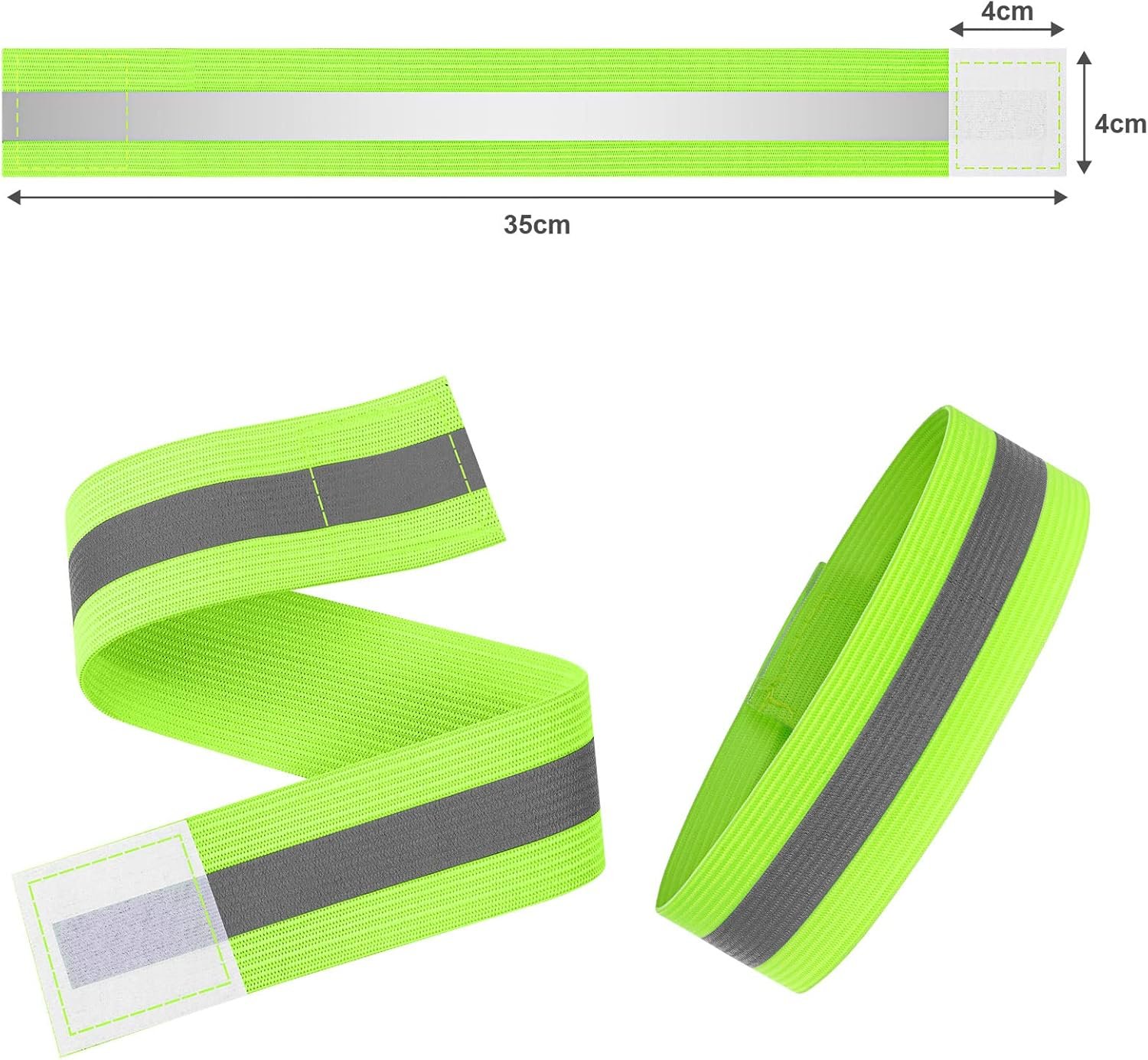 URAQT Reflective Wrist Strap, Running Safety Gear Wristbands, High Visibility Bike & Ankle Bands Reflector Armband, Self-adhesive Reflective Bands for Night Sports & Dog Walking - Image 2