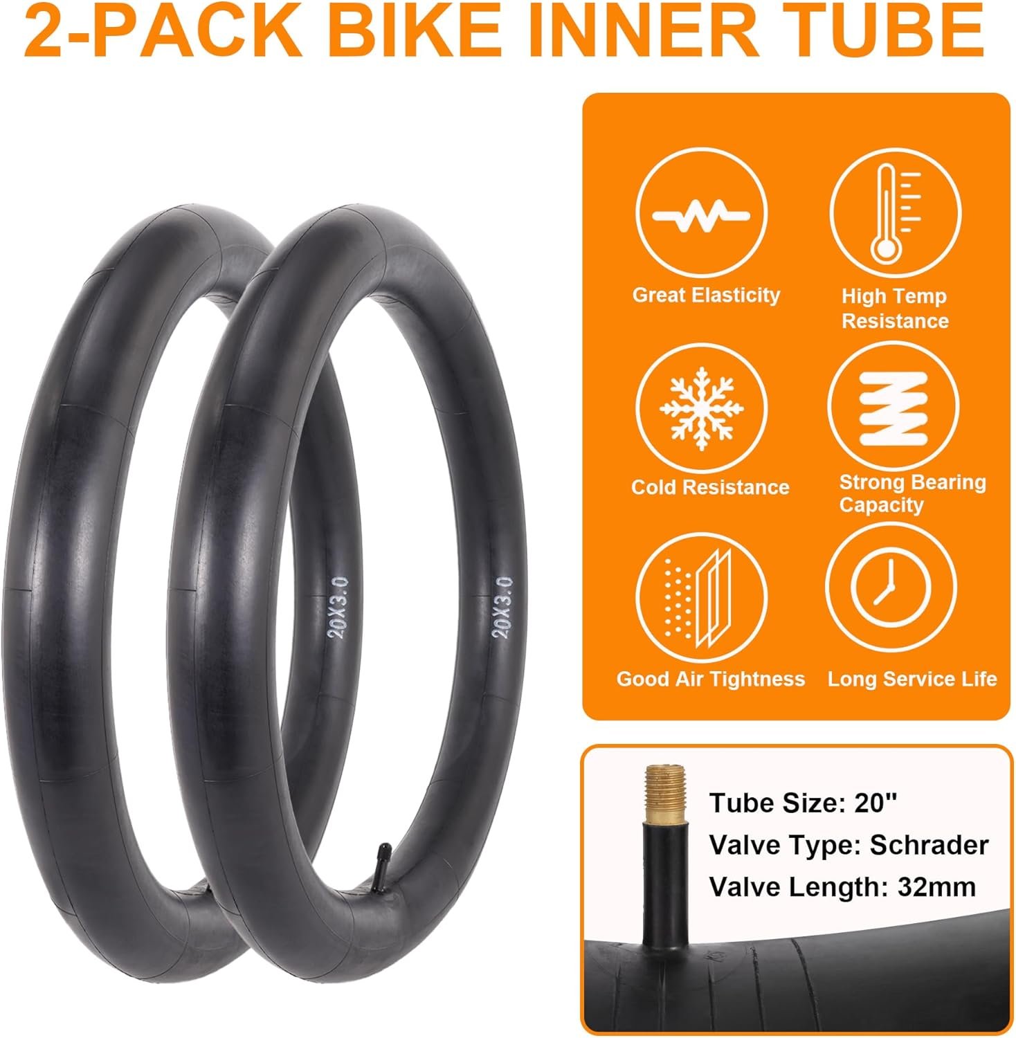 2-Pack 20x3.0 Bike Tires & Tubes, 20 Inch Mountain Bike Tire, 20x3 Bike Tire Tube with Tire Levers, Folding Replacement Bicycle Tires for Off-Road Bike and Ebike(UK) - Image 4