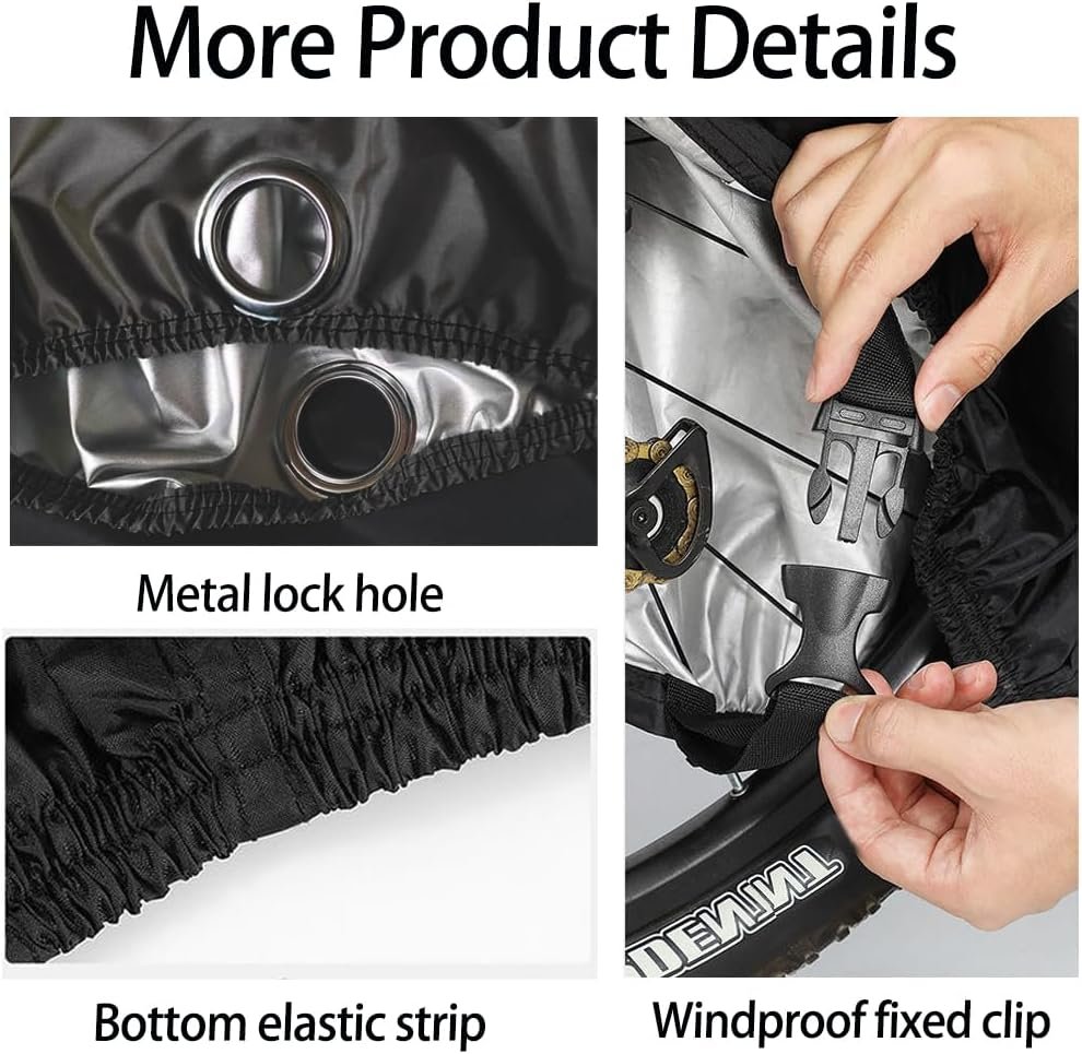 Bike Covers for 2 or 3 Bikes, 2XL Large Outdoor Waterproof Bicycle Covers with Lock Hole for Mountain Road Electric Bicycle Bikes - Image 4