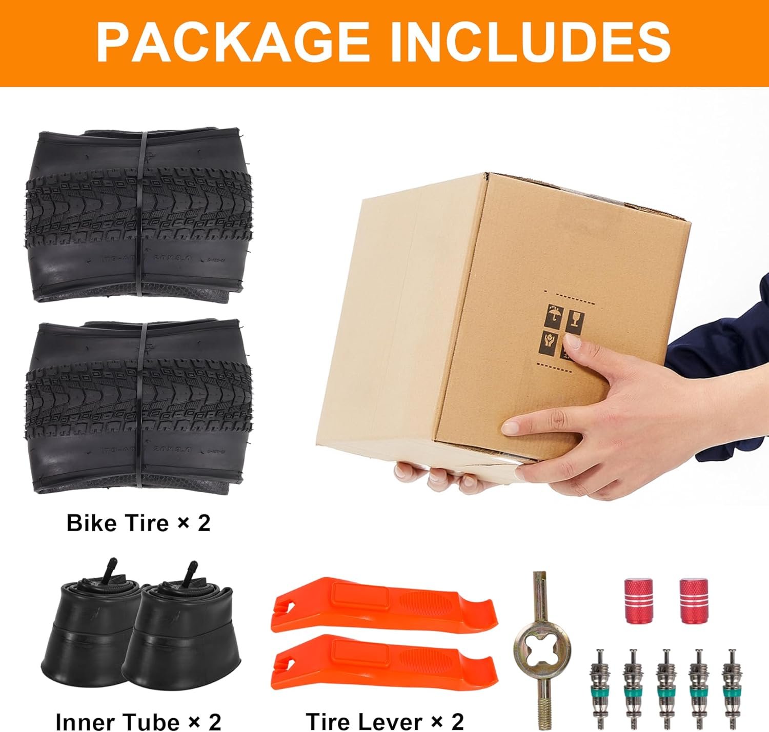 2-Pack 20x3.0 Bike Tires & Tubes, 20 Inch Mountain Bike Tire, 20x3 Bike Tire Tube with Tire Levers, Folding Replacement Bicycle Tires for Off-Road Bike and Ebike(UK) - Image 8