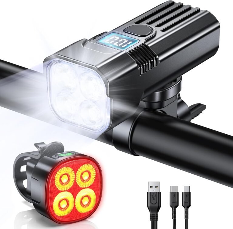 Mohard Bike Lights, [4+7 Modes] & [LED Power Display] Bicycle Lights Front and Back, Rechargeable 3000mAh & Super Bright 2000LM, IP65 Waterproof Bike Helmet Light, Headlight and Rear for Night Riding