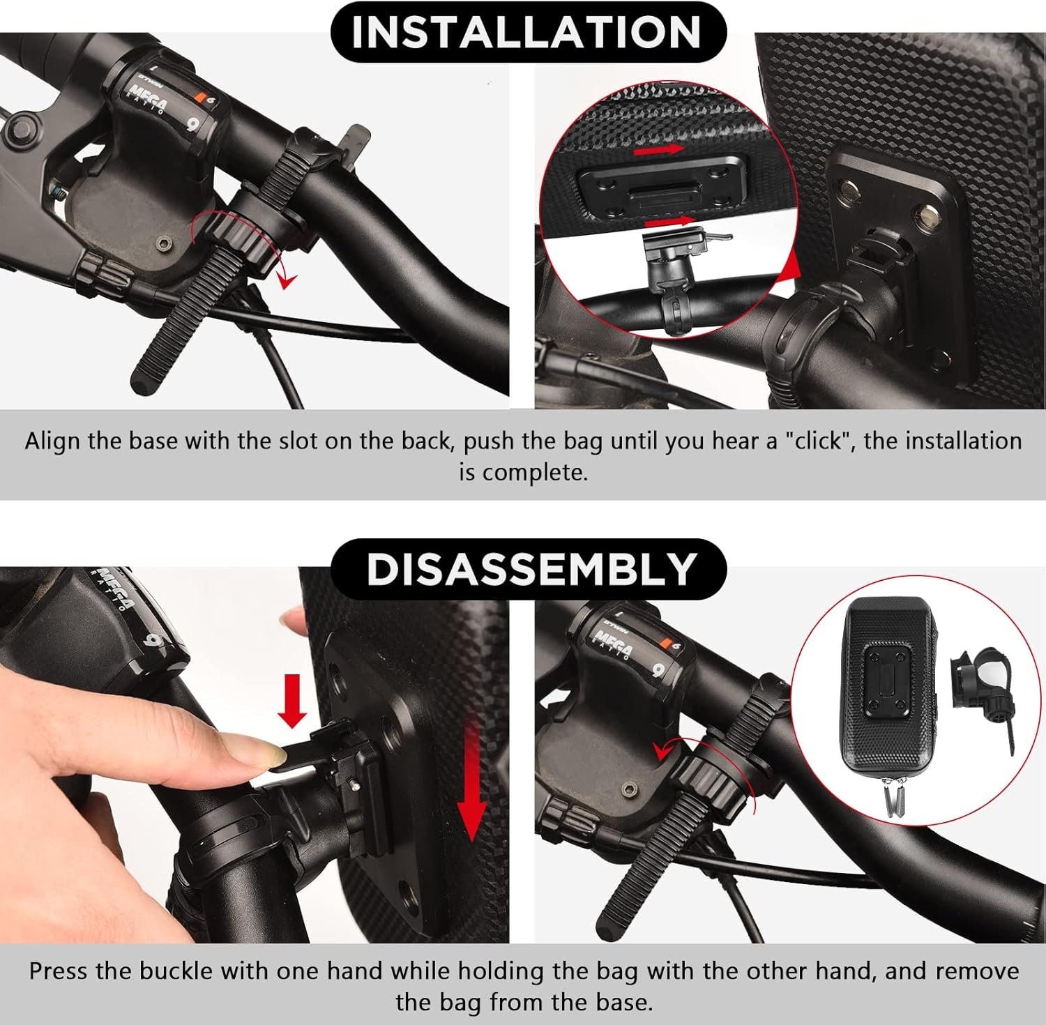 Vitalismo Bike Phone Holder Waterproof - Phone Holder for Bike 360° Rotation, Cycling Handlebar Bag, Motorbike Mount for iPhone 15Pro Max/14Pro/14/13/11/X/8 Samsung LG Cellphones up to 7'' - Image 7