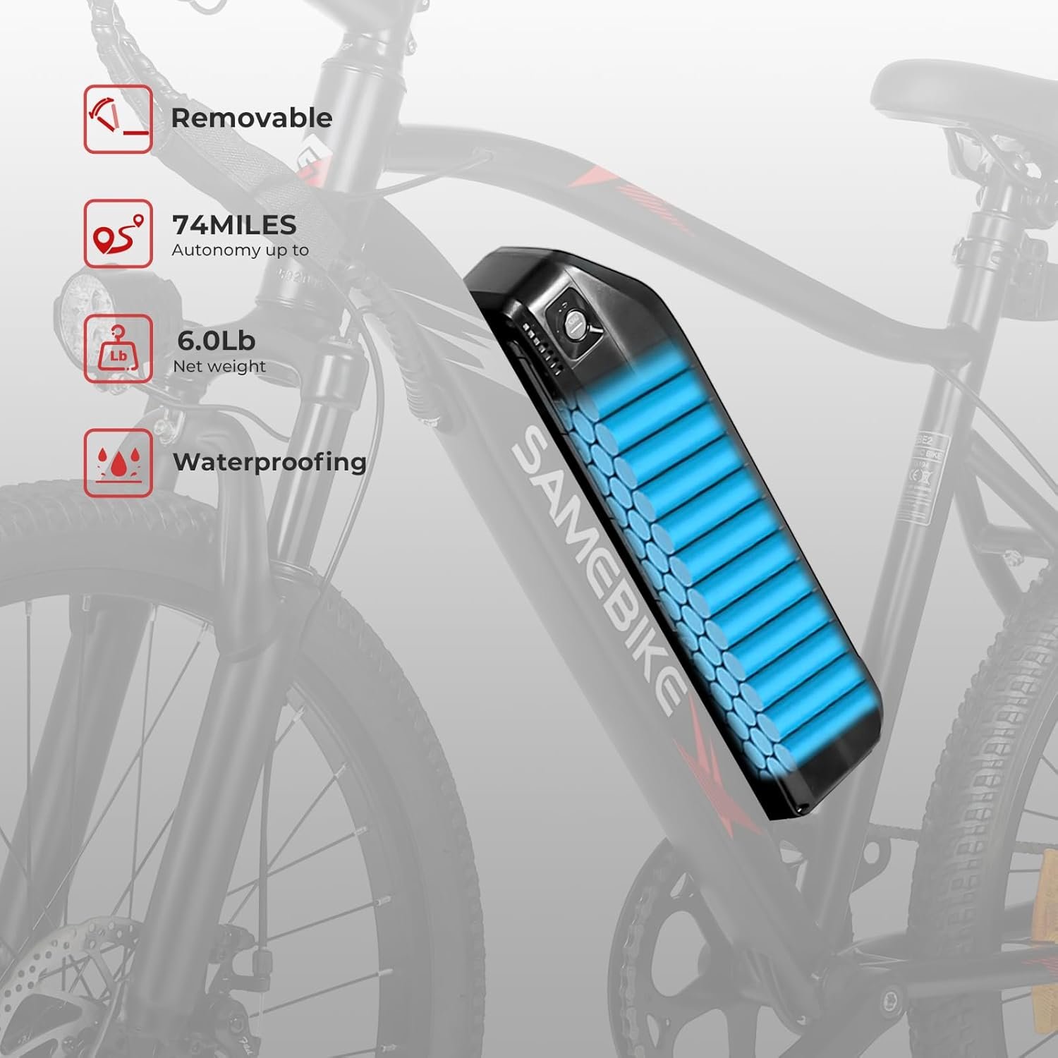 SAMEBIKE Electric Bike, 24" Mountain Bicycle with 36V 13Ah Battery,Max Speed 25KM/H & Top Power 250W Motor, Dual Shock Absorber and Hydraulic Brakes, E-bike with SHIMAN0 7-Speed Flywheel men women - Image 5