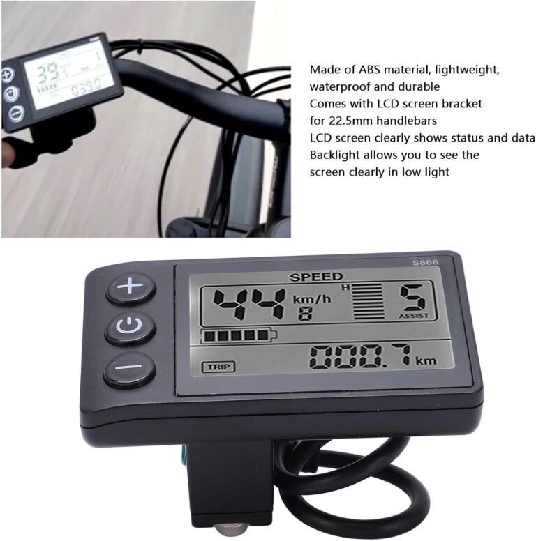 Dpofirs S866 LCD Display, Electric Bike S866 LCD Display Meter 24V 36V 48V Control Panel with Waterproof Plug (Communication Protocol No. 2 Only)