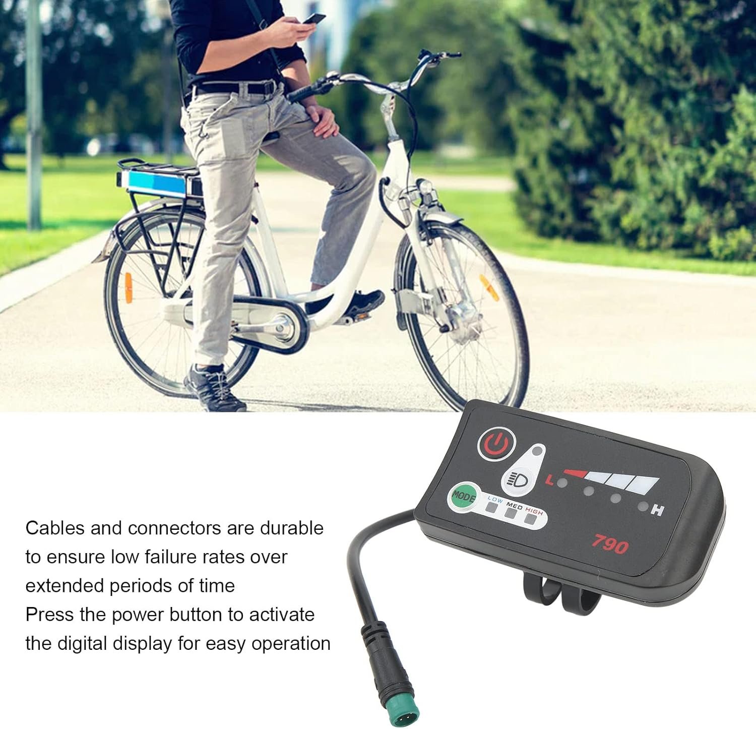 KIMISS Electric Bike LED, Panel Modification Display 790 Electric Power Display Meter with Waterproof 5P Male Plug for 22.2mm Handlebars 48V - Image 4