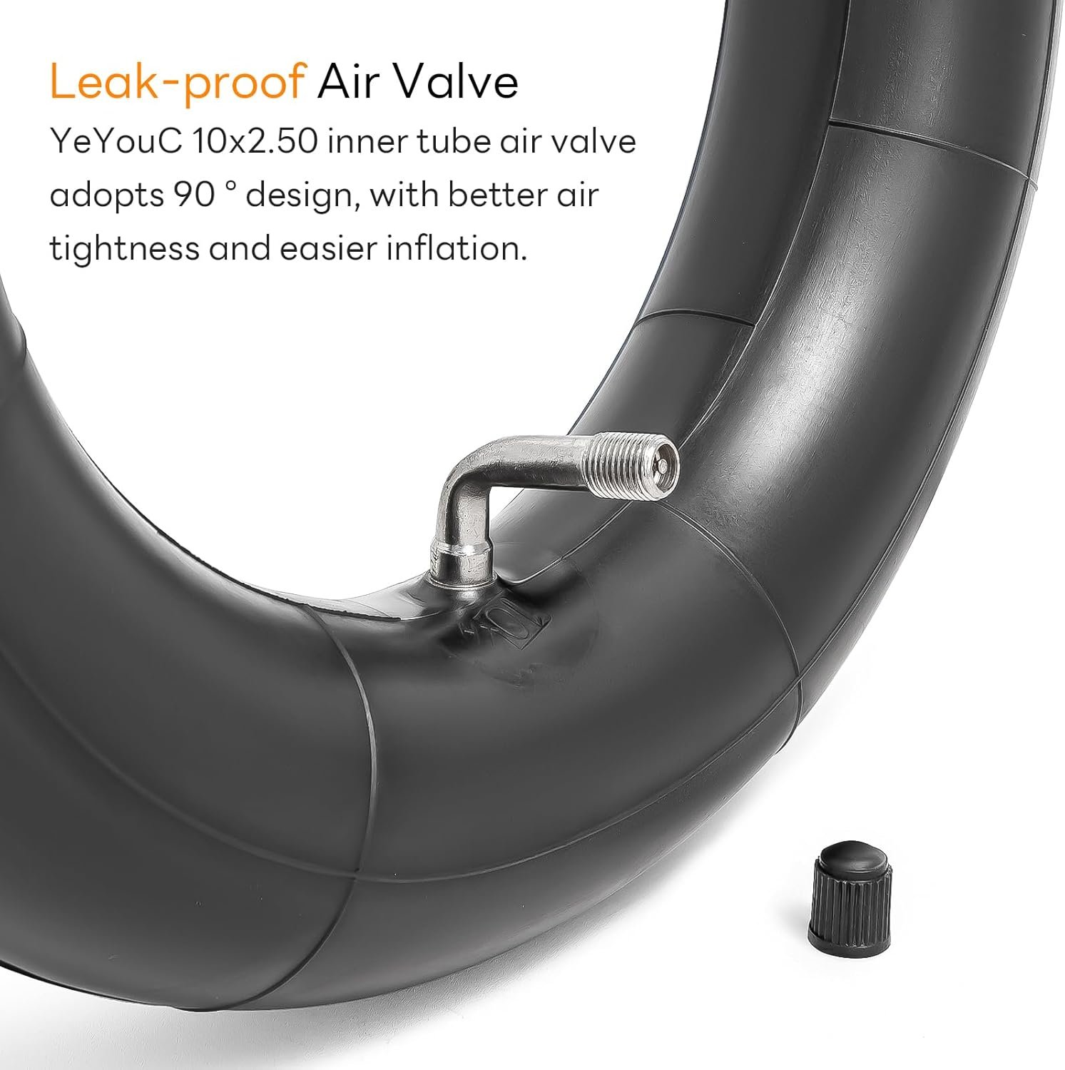 Heavy Duty 10x2.50 Thicker 40% Butyl Inner Tube with CR202 90° Bent Valve Stem, 10 Inch Smart Self Balancing Electric Scooter Tire Tube Fit for 36v 48v 400w 500w 800w Hub Motor (Pack of 2) - Image 4