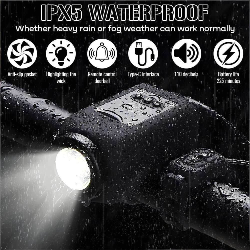 Mountain Bike Electronic Horn Bell, USB Rechargeable Electronic Horn with Light, IPX 5 Waterproof, Lightweight 110DB MTB Mini E-Bell, Bike Bell For Adult Riding Equipment MTB Road Bike, E-bike - Image 6