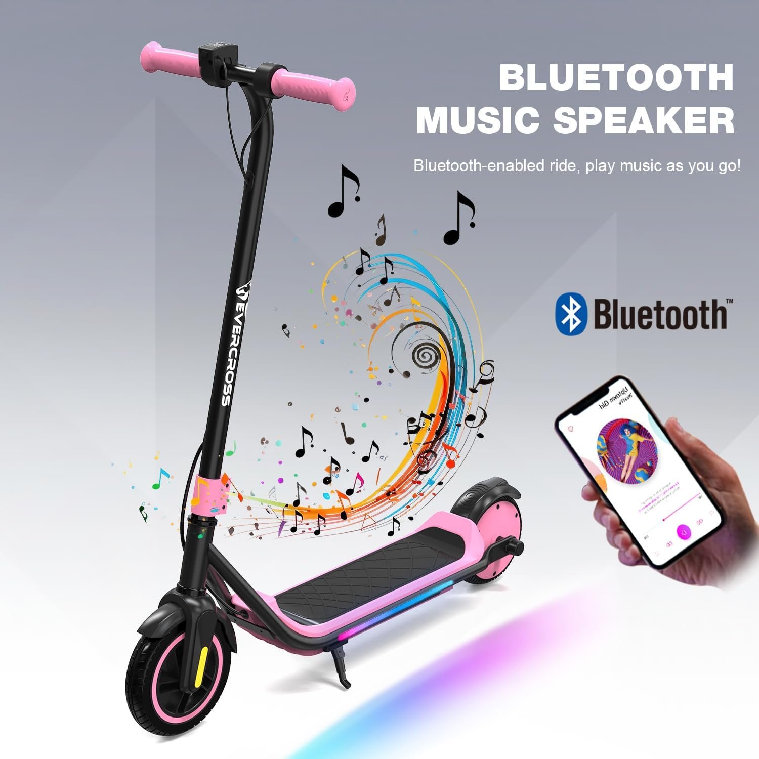 EVERCROSS E6 Electric Scooter for Kids, 7" Lightweight E-Scooter for Ages 6-12, Electric Scooter with A Range of Up to 20 km and 7-Color Lights, 3 Speed Modes (8, 12, 16 km/h) - Image 3