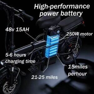 16″ Folding Electric Bike, 25...