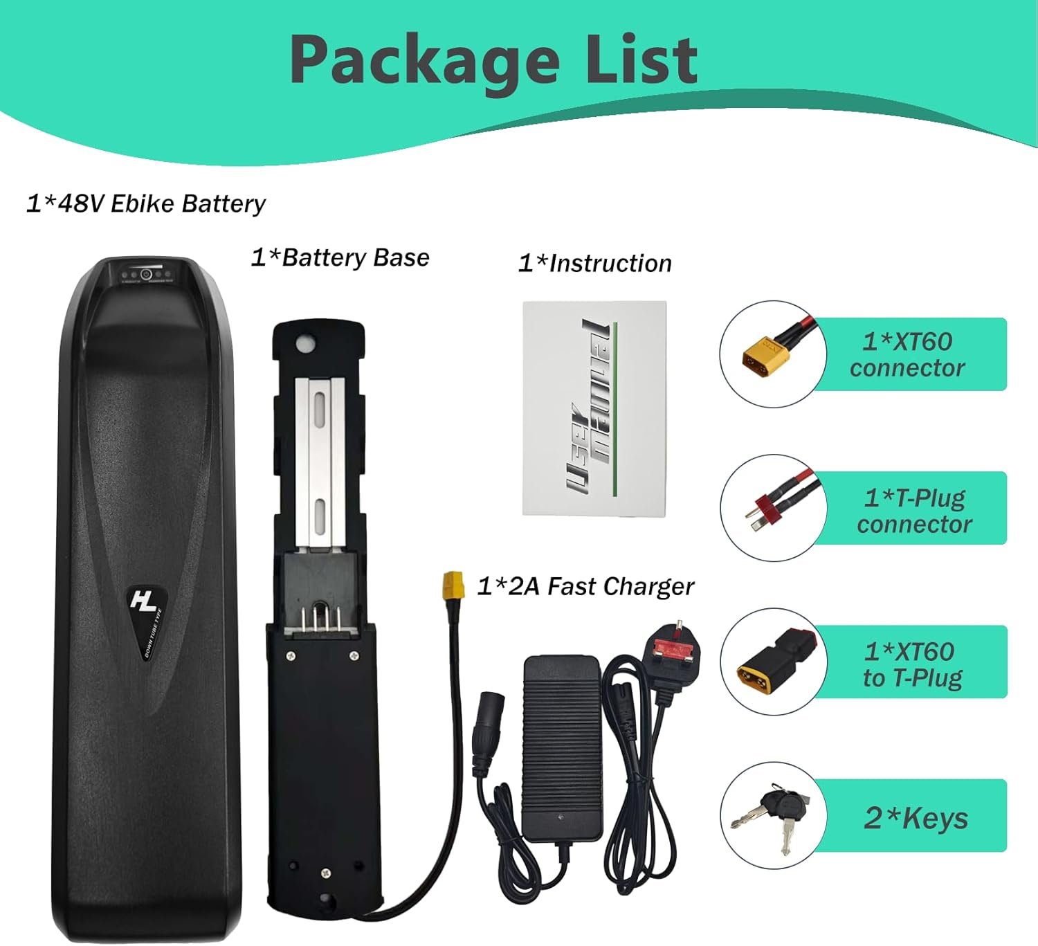 48V 20Ah Ebike Battery 48Volt 20Ah Electric Bike Lithium ion Battery Pack 48 Volt Ebike Replacement Batteries for 100W 300W 500W 700W 1000W 1500W Electric Bike/E-Bike with Charger - Image 6