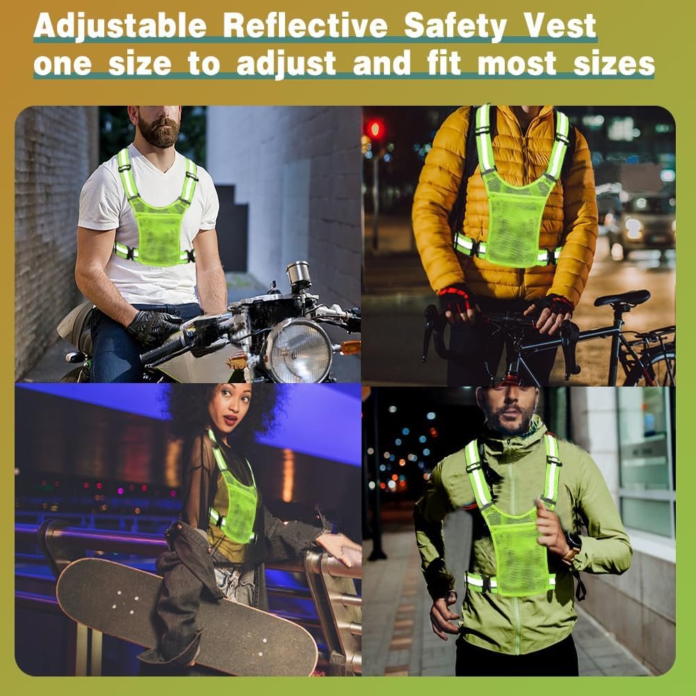 XYUXWLG Reflective Vest, Reflective Running Gears High Visibility Safety Vest Adjustable Reflective Gear with Pocket for Night Walking, Jogging, Cycling - Image 7