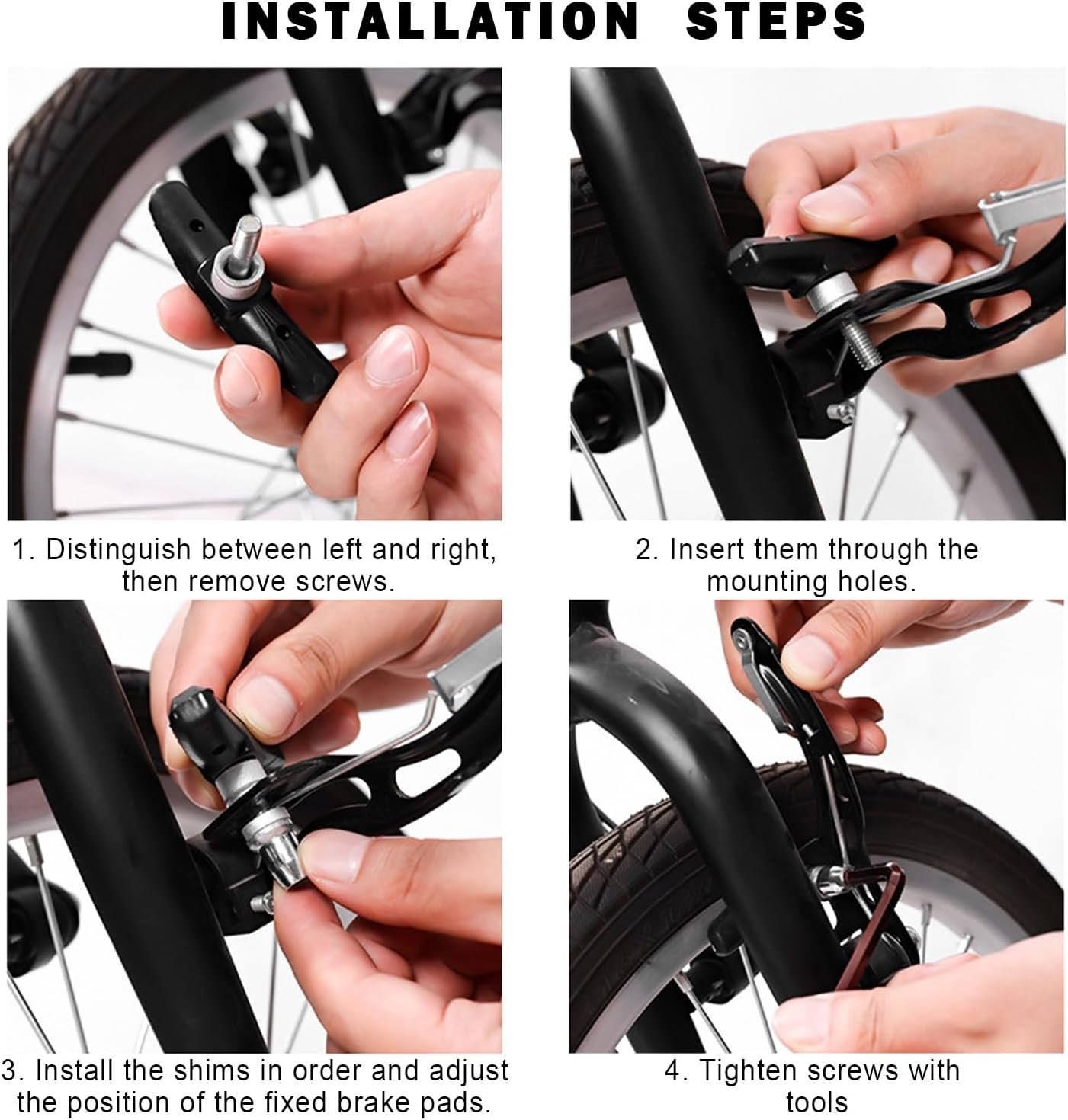2 Pairs V Bike Brake Pads, 70mm V Brake Blocks, Bicycle Brake Blocks Set with Hex Nuts and Spacer, 1 hexagonal spanner included, for Road Bikes Mountain Bikes - Image 5
