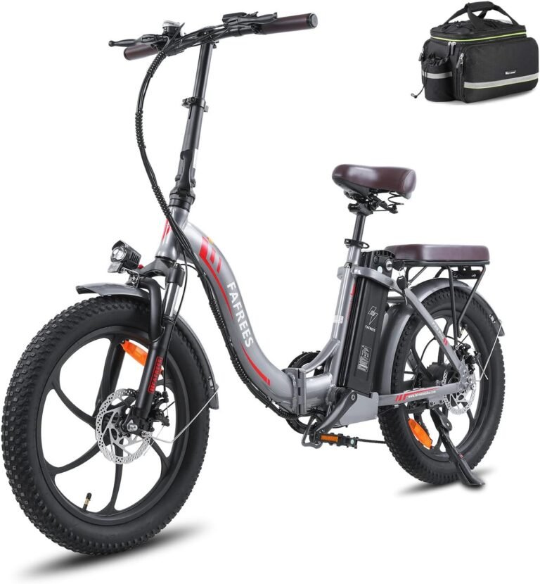 Fafrees F20 PRO Electric Bicycle, 20 * 3.0-inch Women Men Folding Electric Bike, 250W Electric Mountain Bike, 15.5mph, Low-Step Aluminum Alloy Frame, Range 90-120km