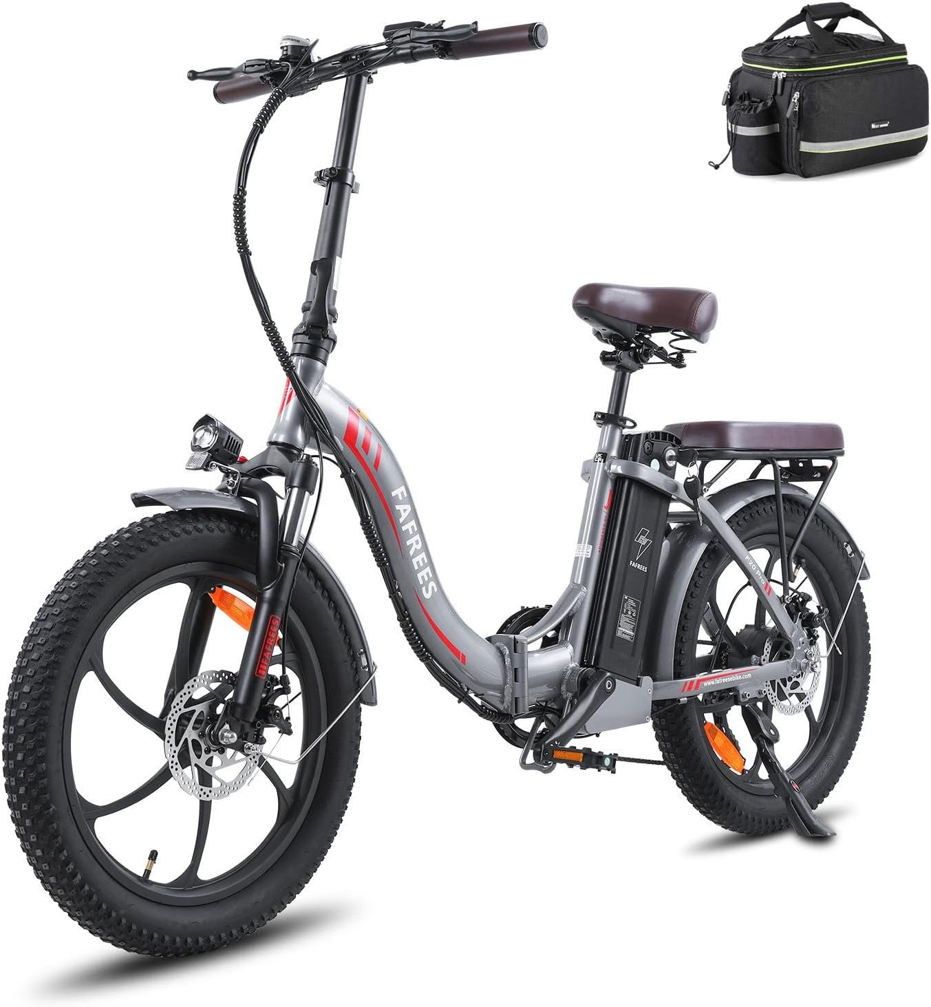 Fafrees F20 PRO Electric Bicycle, 20 * 3.0-inch Women Men Folding Electric Bike, 250W Electric Mountain Bike, 15.5mph, Low-Step Aluminum Alloy Frame, Range 90-120km