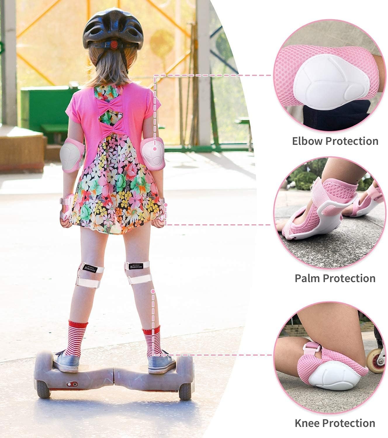 Kids/Youth Knee Pads Elbow Pads Wrist Guards 3 in 1 Protective Gear Set for Child Roller Skates, Cycling, Inline Skating, Scooter Skateboard, BMX Bike, Riding, and Multiple Outdoor Sports - Image 2