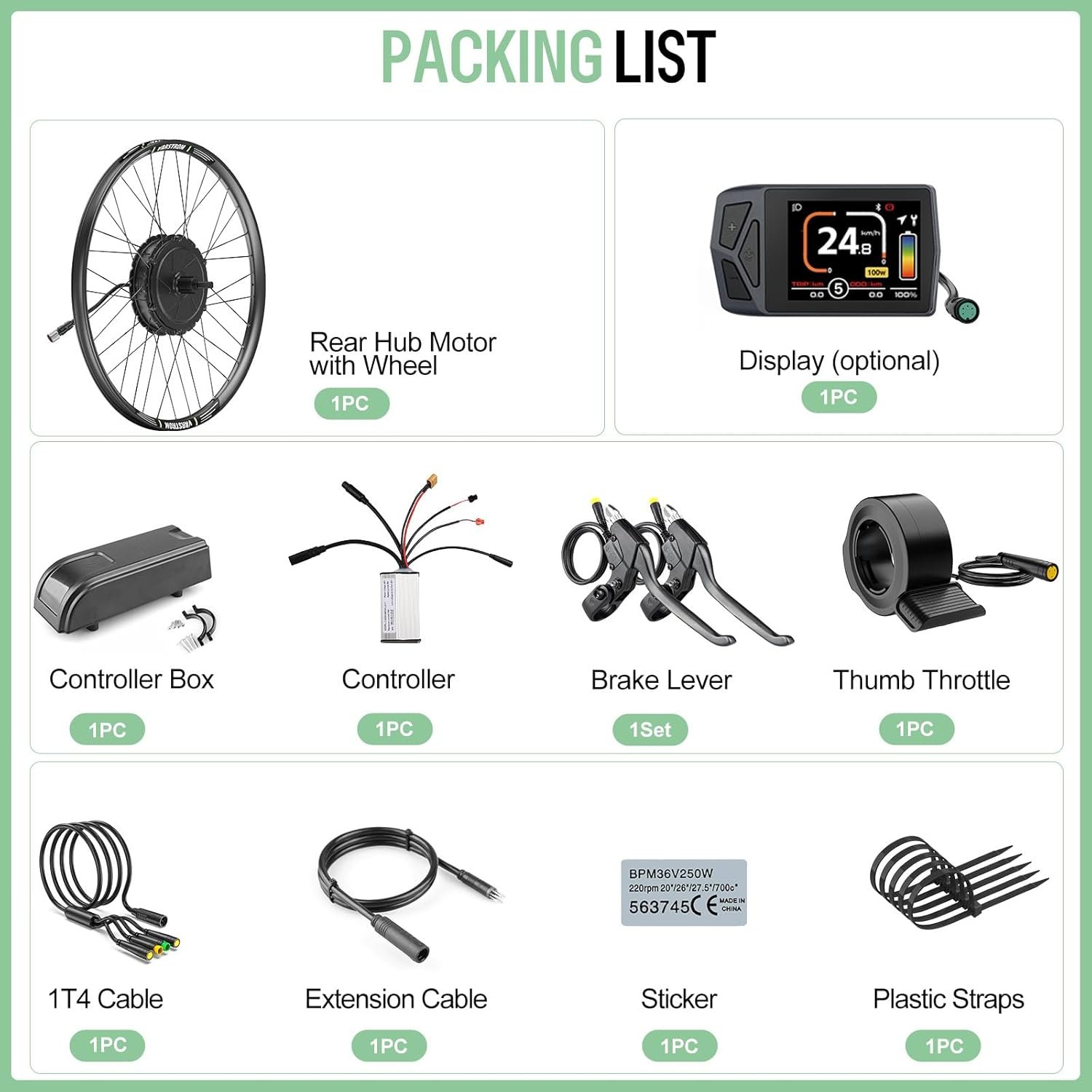 BAFANG 48V G0900 Rear Hub Motor Kit 26" 27.5" 28"/29"/700C Rear Wheel Ebike Conversion Kit with Battery & Display Electric Bike Conversion kit for Mountain Bike Road Bike - Image 7