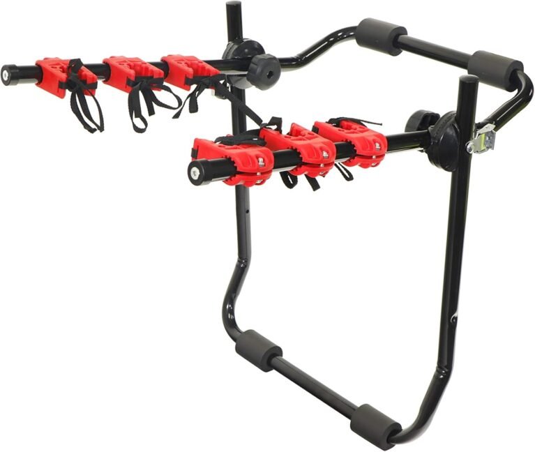 Streetwize – Heavy Duty Rear Mounted Adjustable Triple Bicycle Carrier, Car 3 Bike Carrier – 45kg Max Load, Universal Fitting (SWCC1)