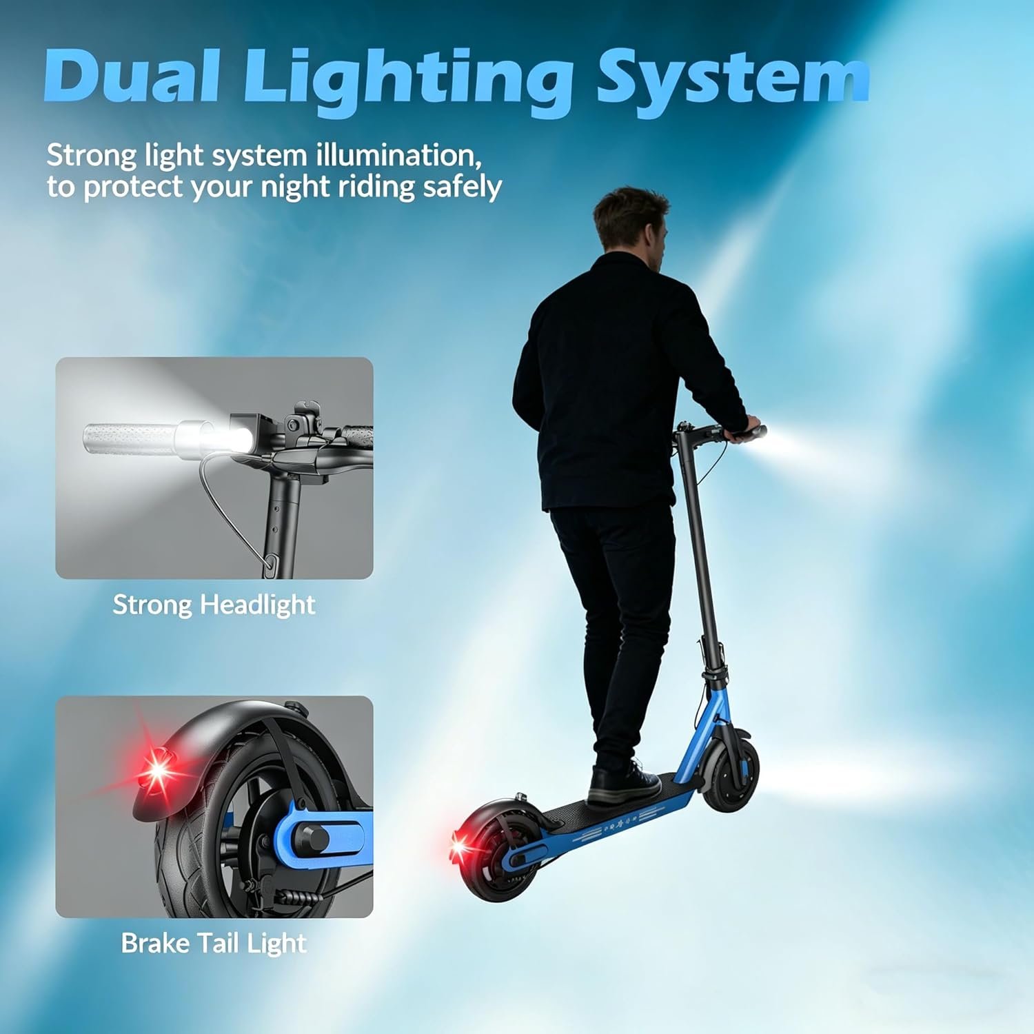 Electric Scooter, 350W/500W Motor, 8.5" 10" Tires, 25Km/H, 20/33/35/50Km Long-Range, E-Scooter for Adults with Dual Suspension and Dual Lighting System, Smart APP Control - Image 5