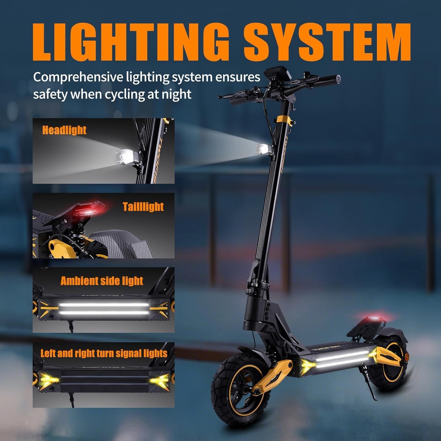 TWOFISH Electric Scooters Adult, 10"/12" Off-Road Fast Electric Scooter with Dual Brake System 4 Shock Absorbers, 60-70km Range, 3 Speed Modes, LCD Display, 150Kg Load Capacity - Image 7