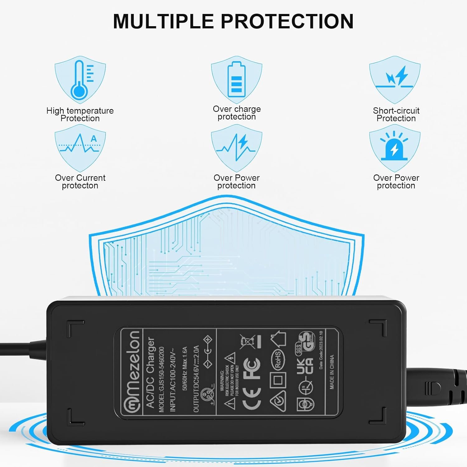 Mezelon® Universal Electric Scooter Charger, Hoverboard Charger, 42V 2A 36V Battery Chargers for Mobility scooter charger, Electric Bike, High Safety/Low Heat Generation/Fast charging - Image 5