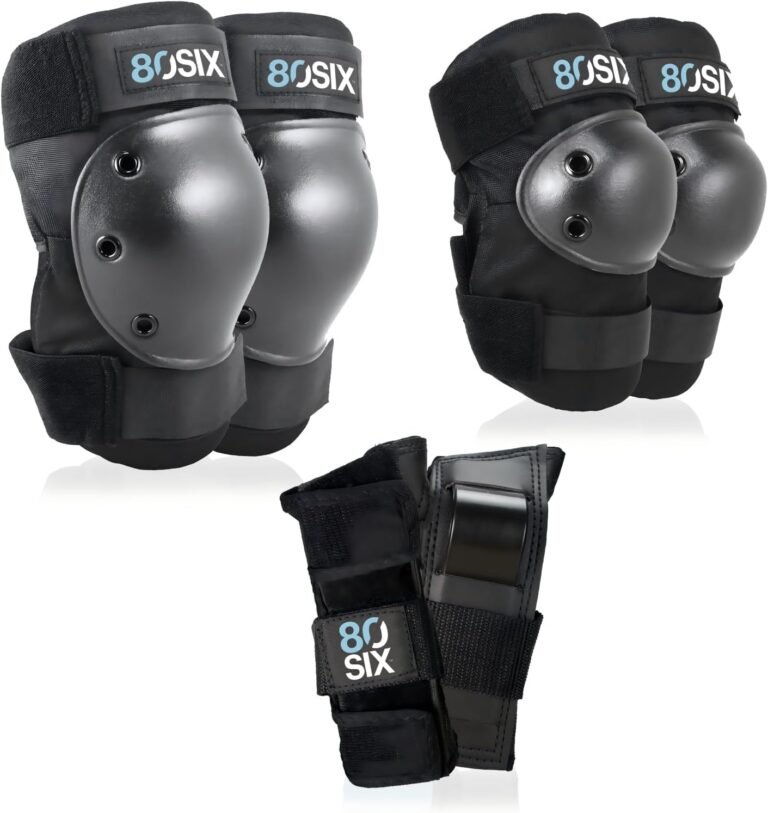 80SIX Certified Knee Pads Elbow Pads Wrist Guards for Kids, Teens & Adults, 6 in 1 Protective Gear Set for Roller Skates, Skateboard, Bike, Scooter, Inline Skates BMX Multi-Sport