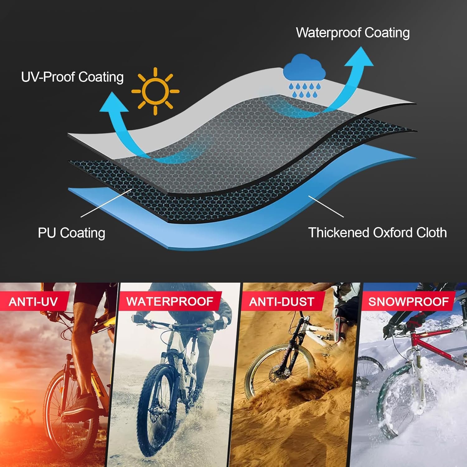 Zettum Bike Cover for 1 Bikes - Stationary Bike Covers for Outside Storage Waterproof Outdoor & Heavy Duty, 600D PU Coating Bicycle Covers for 1 Bike Mountain Bikes, Road Bike, Beach Cruiser Bike - Image 5