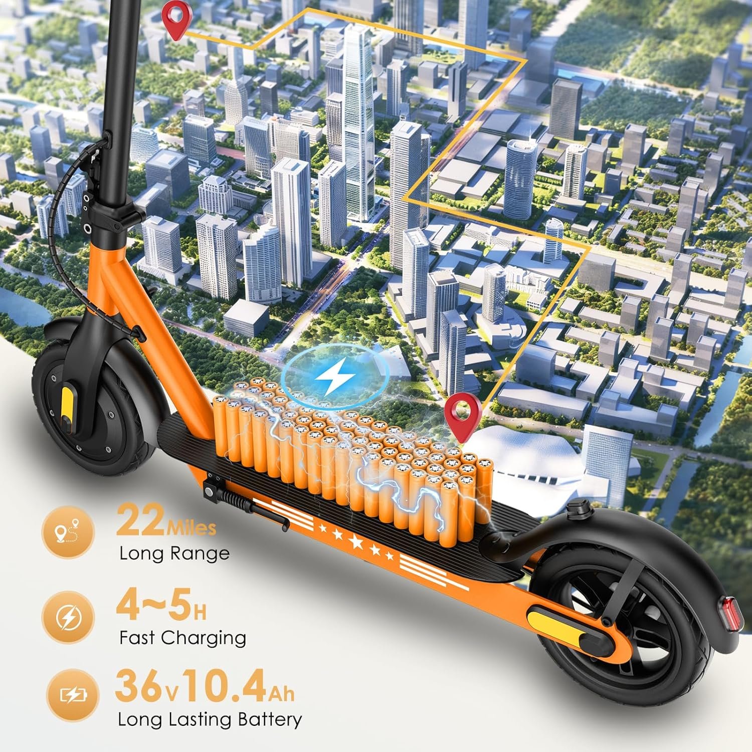 Electric Scooter for Adults,8.5”/10” Solid Tires,UP to 25KM/H,350W Powerful Motor,35/45KM Range with Braking System,Foldable Lightweight Electric Scooter,Max Load 120KG,App Control - Image 2