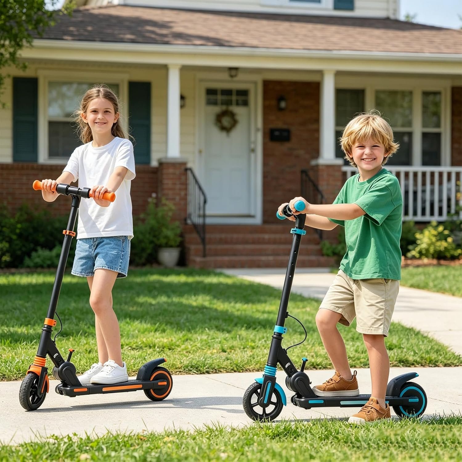 Kids Electric Scooter with 15km Range,6.5" Solid Tires,150W Motor, Foldable Aluminium Frame, Max 16km/h, Adjustable Height 75–100cm, LED Side Lights, Dual Brake System - Image 7