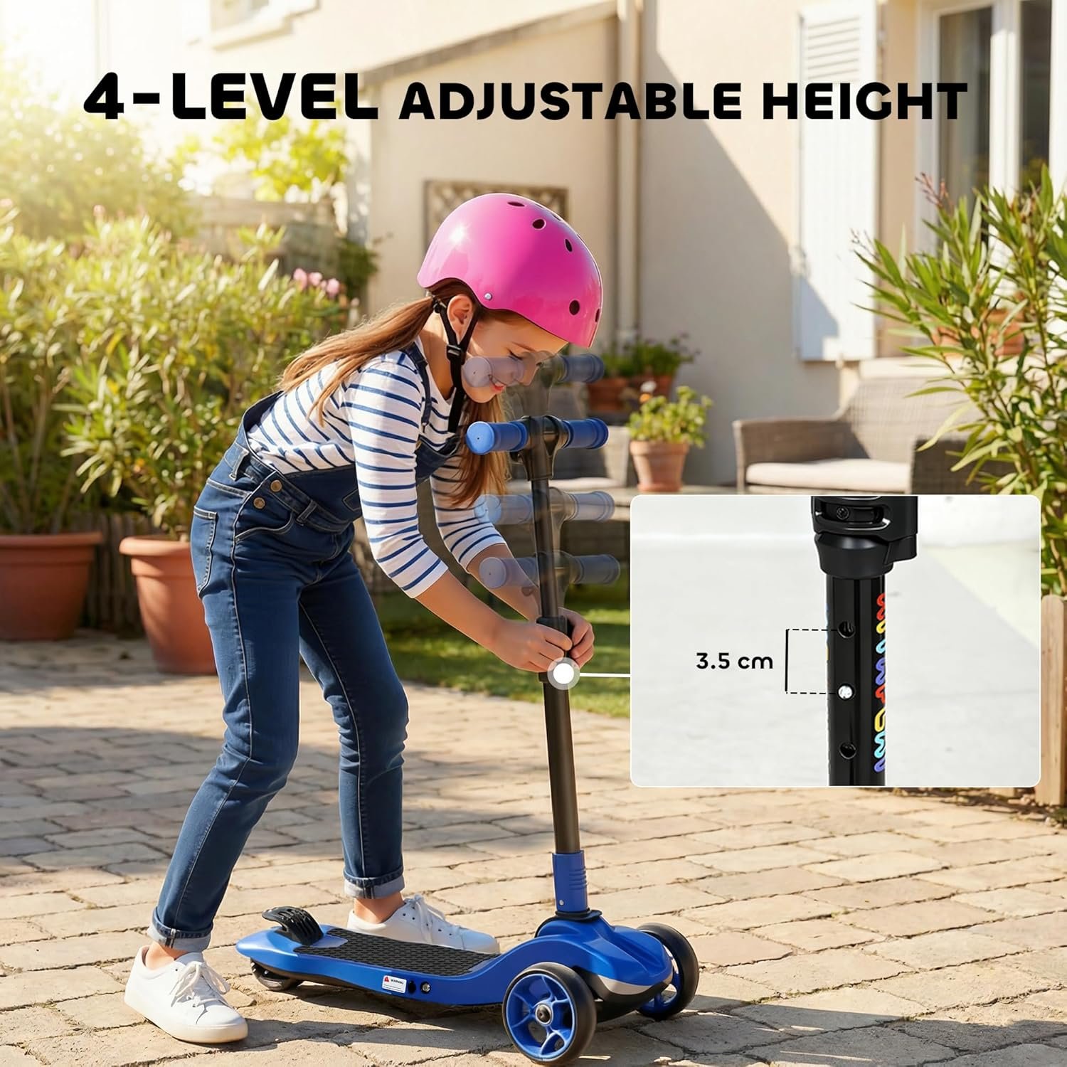 AIYAPLAY Electric Scooter for Kids, 3 Wheel Foldable Kids Scooter for Age 6-10 with 4 Levels Adjustable Height, LED Lights, Up to 6km/h, Maximum Range 8km, 4.8kg Lightweight for Boys and Girls - Image 5
