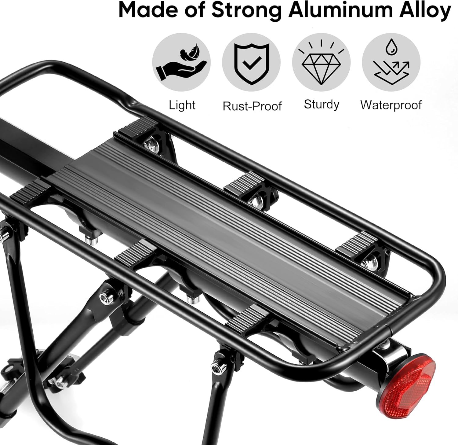 DazSpirit Rear Bike Rack, Adjustable Bicycle Rear Cargo Rack, MTB Rear Rack, Bike Rear Seat Luggage Rack, Quick Release, Load 60kg, Aluminum Alloy Material with Reflector for Cycling Camping Touring - Image 3