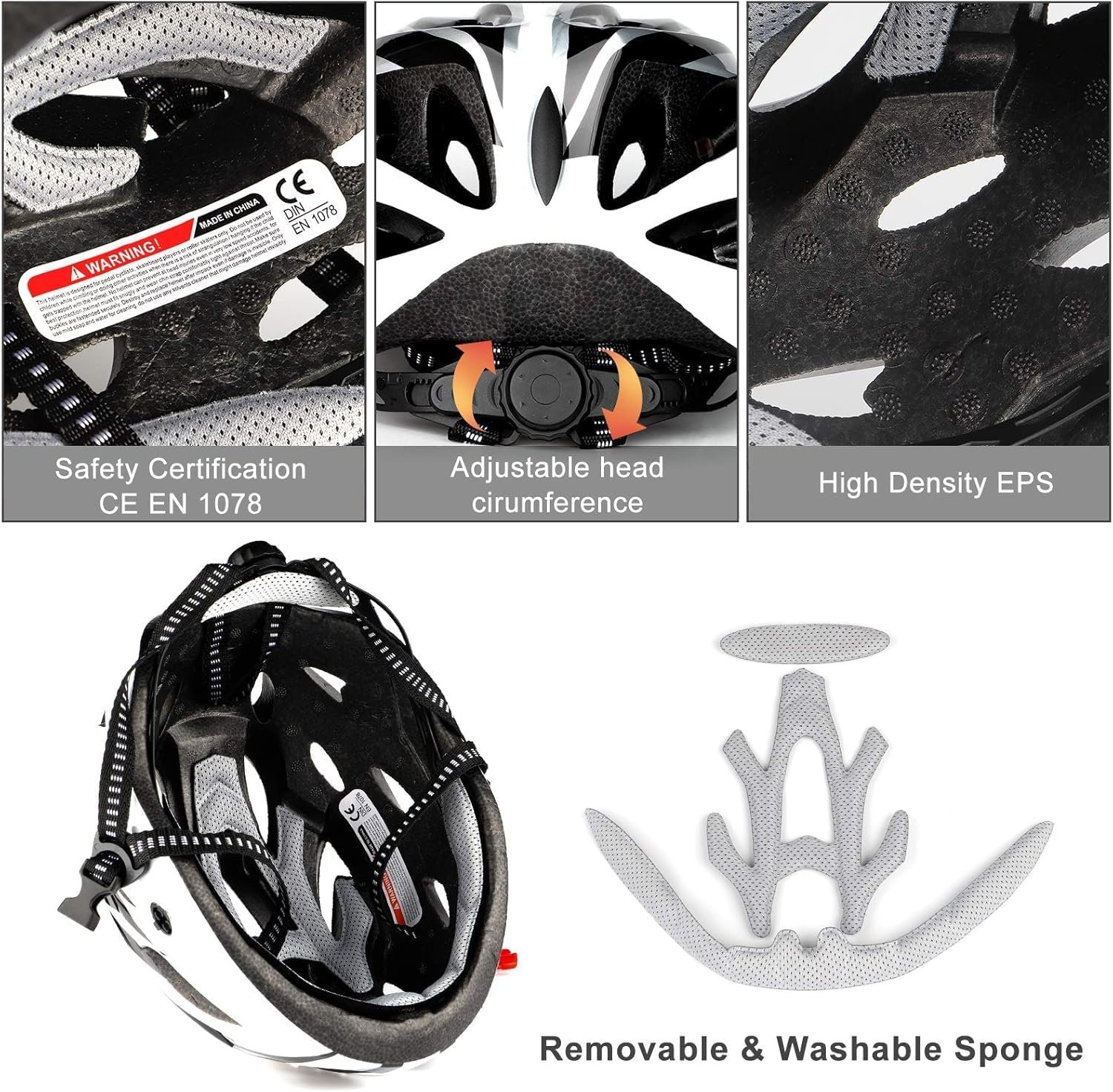 Cycle Helmet, Lightweight Bicycle Helmet, Adjustable Mountain & Road Bike Helmets for Adults, 18 Vents with Adjustable Strap & Detachable Visor for Mens Womens(Head Sizes58-62cm) - Image 3