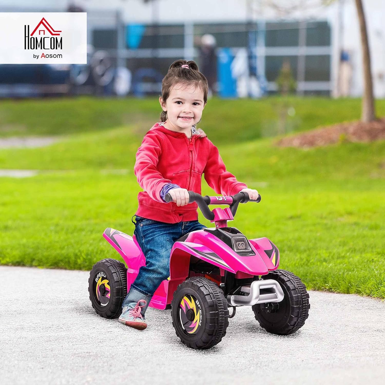 HOMCOM 6V Kids Electric Ride on Car All Terrain Vehicle Toy Quad Bike w/Forward Reverse Functions Toddlers for 18-36 Months Old Pink - Image 2