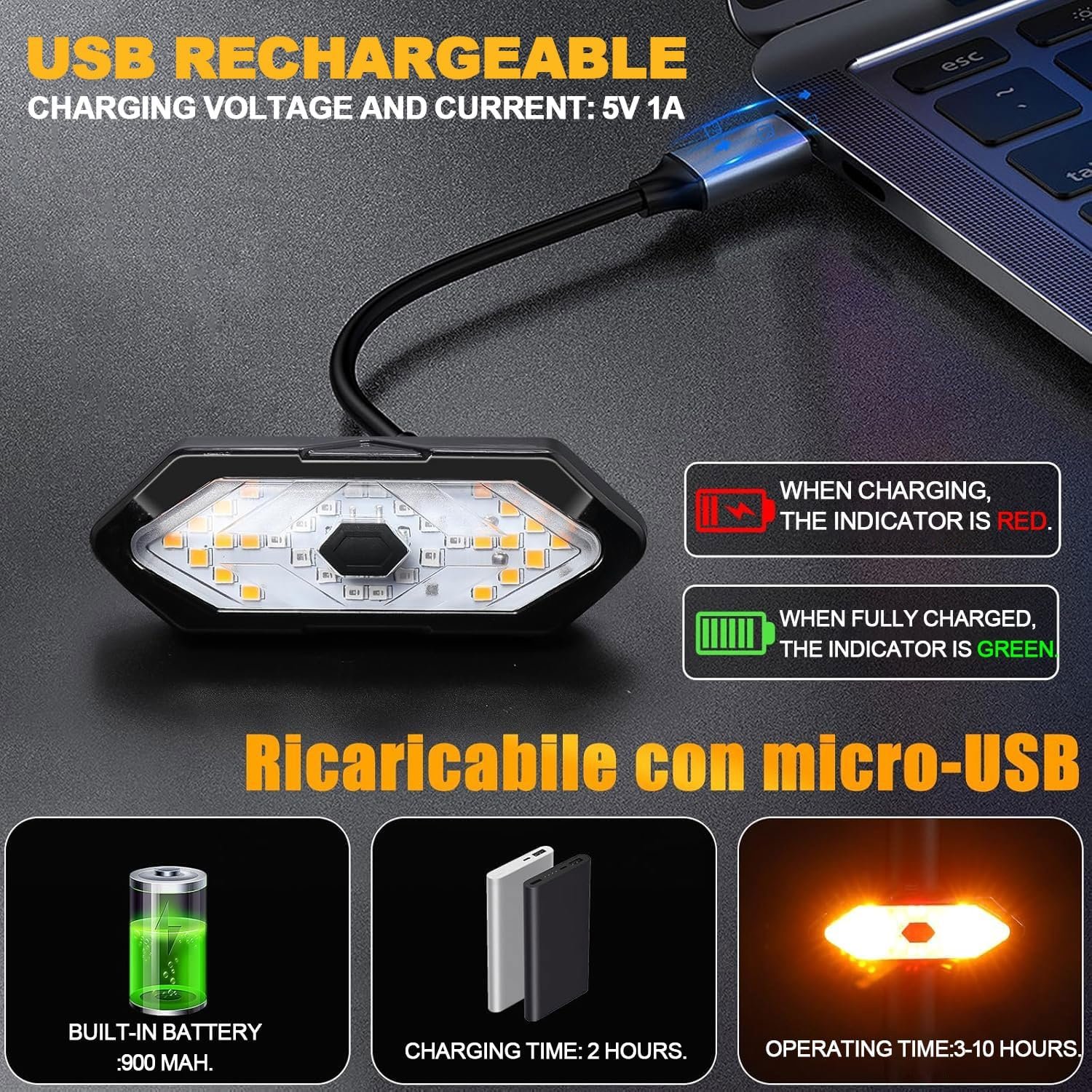 EBUYFIRE Rear Bike Light with Indicators -Bike Lights 5 Lighting Modes USB Rechargeable Tail Lamp with Wireless Remote and Safety Horn - for Cycling Helmet and Seatpost with IPX4 Water Resistance - Image 4