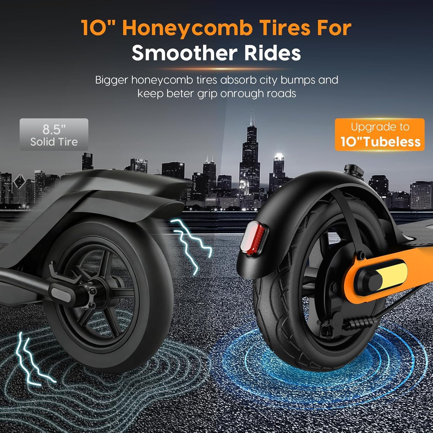 ApexSurge Electric Scooter for Adults,10" Solid Tires,350W Powerful Motor and Max 35/45KM Long Range,Top Speed 25KM/h,Dual Brake Stystem E Scooter, Lightweight and Foldable,APP Control,Max Load 120KG - Image 2