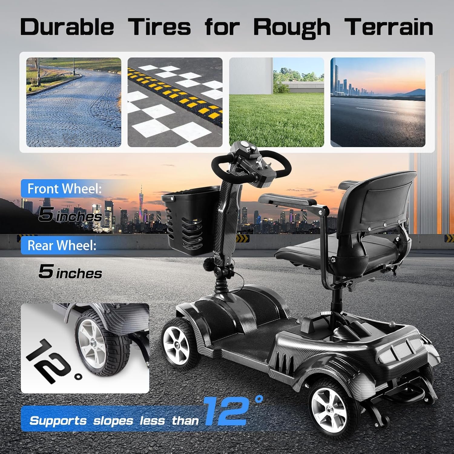 Z02 Mobility Scooters for Adults Electric Mobility Folding Scooter,Lightweight,Removable 12Ah Battery,20km Range,360° Swivel Seat, LED Headlight,Detachable Basket,Ideal for Seniors Shopping and Travel - Image 4
