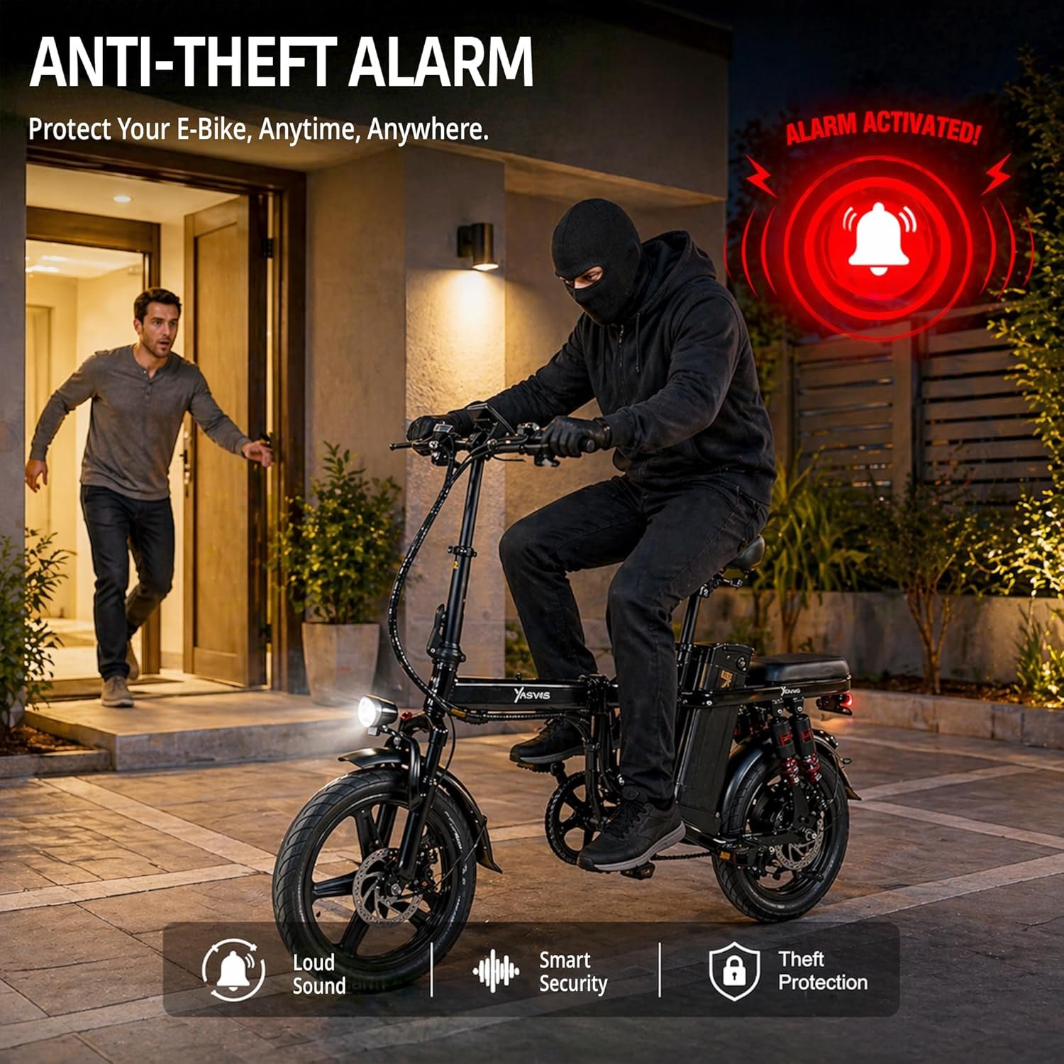 Folding Electric Bike for Adults, 14" Electric City Bike with 48V 12Ah Battery, Pedal Assist & Throttle, Dual Suspension, Disc Brakes, Anti-Theft Lock, Compact Commuter E-Bike – Little Beast X - Image 2