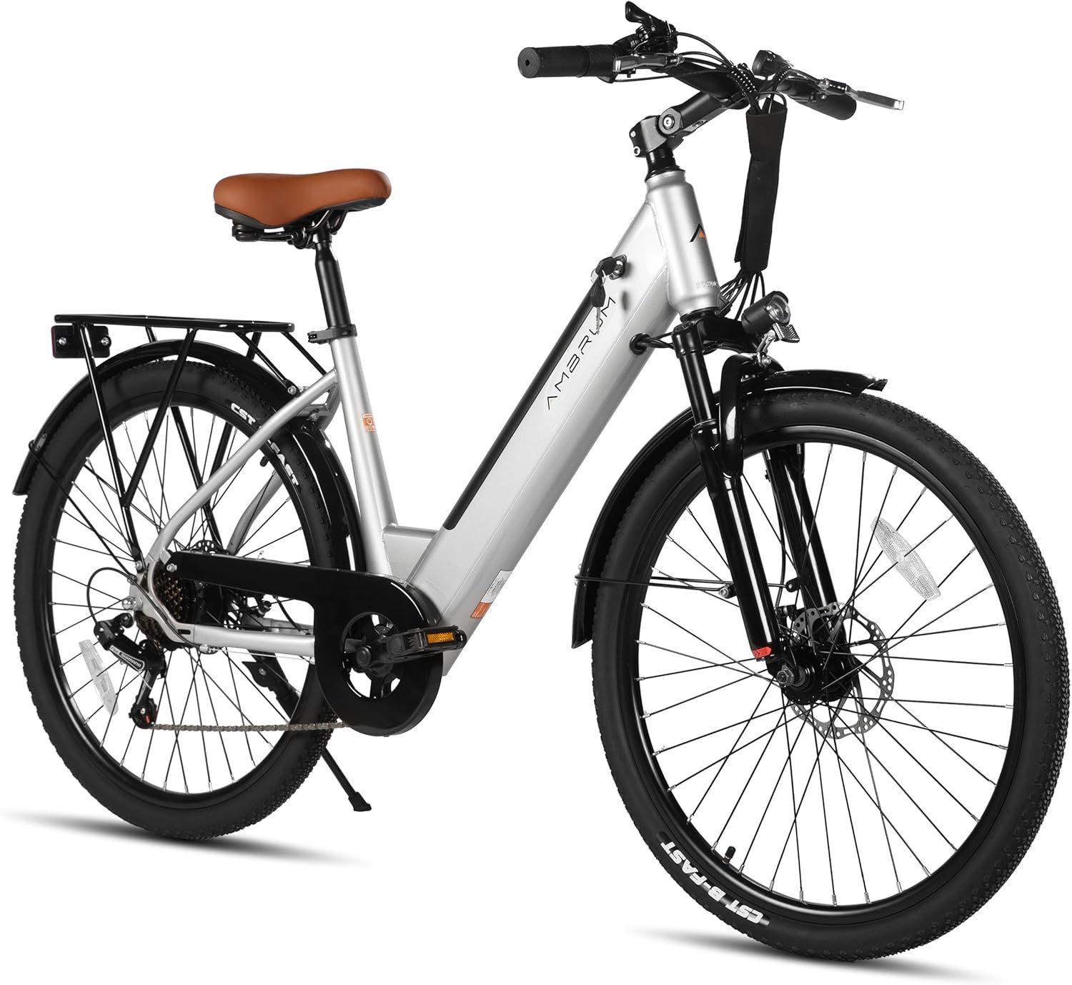 HILAND 26 Inch Electric City Bike, 250W Motor 36V E-Bike for Adults, 7-Speed with Front & Rear Disc Brakes, High-Carbon Steel Frame, 7.8Ah/10.4Ah Battery, Unisex Commuter Electric Bicycle
