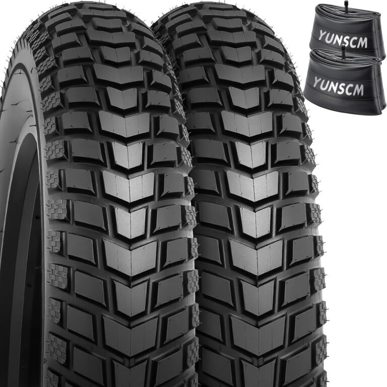 YunSCM 2Pcs Foldable 26 inch E-Bike Fat Tyres 26x4.0 Tires 98-559 Bicycle Tyres and 26" Inner Tubes AV Schrader Valve Compatible with 26x4.0 Electric Bike/Mountain/Road Bike Tyres & Tubes