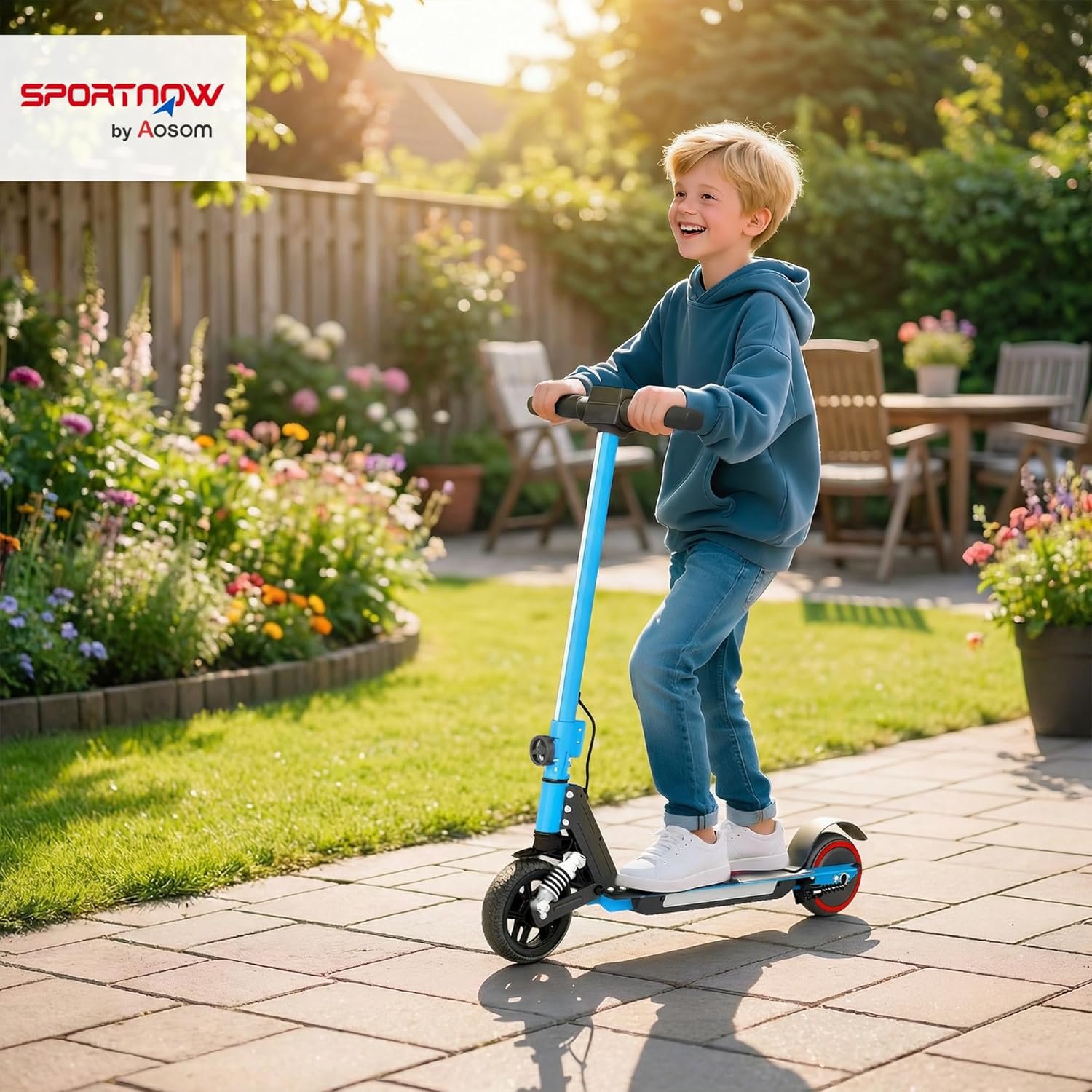 SPORTNOW Electric Scooter for Kids, Foldable Scooter for Age 6-14 with Dual Brakes, Up to 14 KM/H, Maximum Range 6 KM, 6.8kg Lightweight, Front Suspension, LED Colourful Lights - Image 2