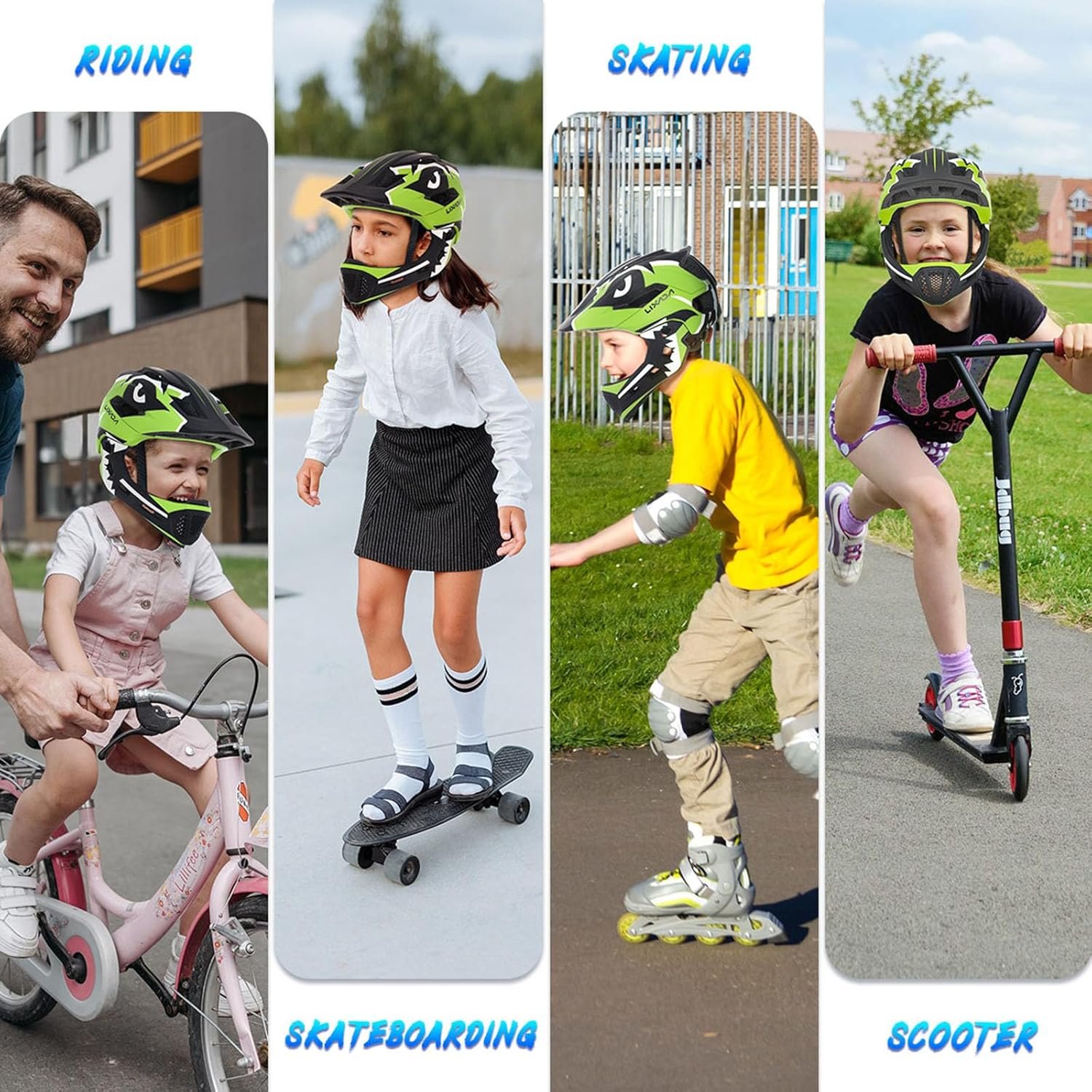 Lixada Kids Full Face Helmet Detachable Full Face Kids Bike Helmet Children Sports Safety Helmet for Cycling Skateboarding Roller Skating - Image 9