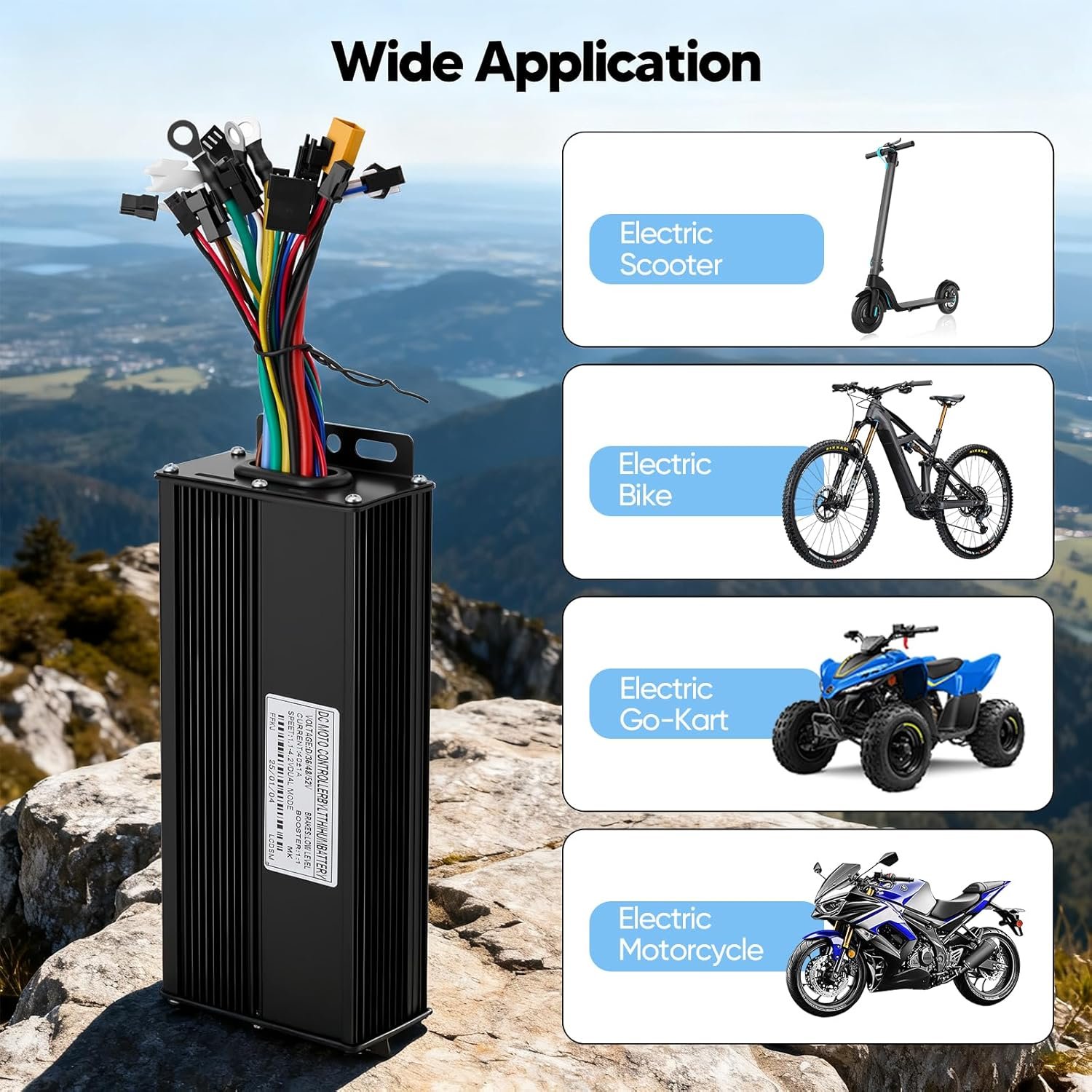 40A E-Bike Brushless Controller, 36V/48V/52V Sine Wave 1500W/2000W, Compatible with SW900 EBike Display, 3 Modes, IP54 Waterproof, Aluminum Alloy Shell for Electric Bicycle E-Scooter Motor Control - Image 8