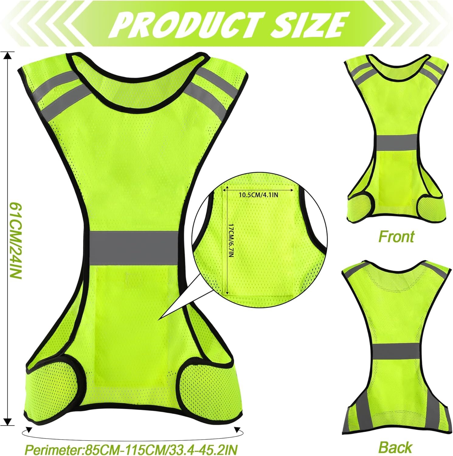 Uncle Paul Reflective Gears - Safety Vest High Visibility for Running Cycling Dog Walking Sports with Pocket for Adults Kids - Image 2