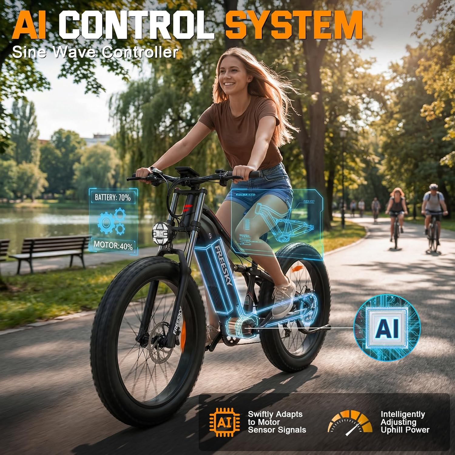 FREESKY 2026 Swift horse Ultra BAFANG Motor Electric Bike for Adults, 48V 35Ah Samsung Cells Battery Ebike 140 Miles, 26" Fat Tire Dirt Mountain E Bike, Full Suspension, UL 2849 Certified by TÜV - Image 7