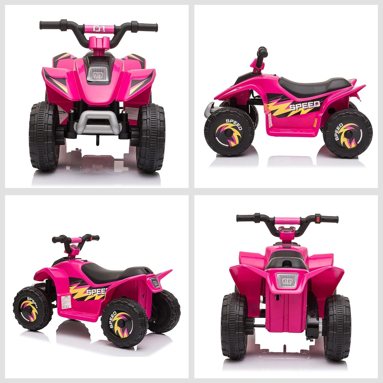 HOMCOM 6V Kids Electric Ride on Car All Terrain Vehicle Toy Quad Bike w/Forward Reverse Functions Toddlers for 18-36 Months Old Pink - Image 8
