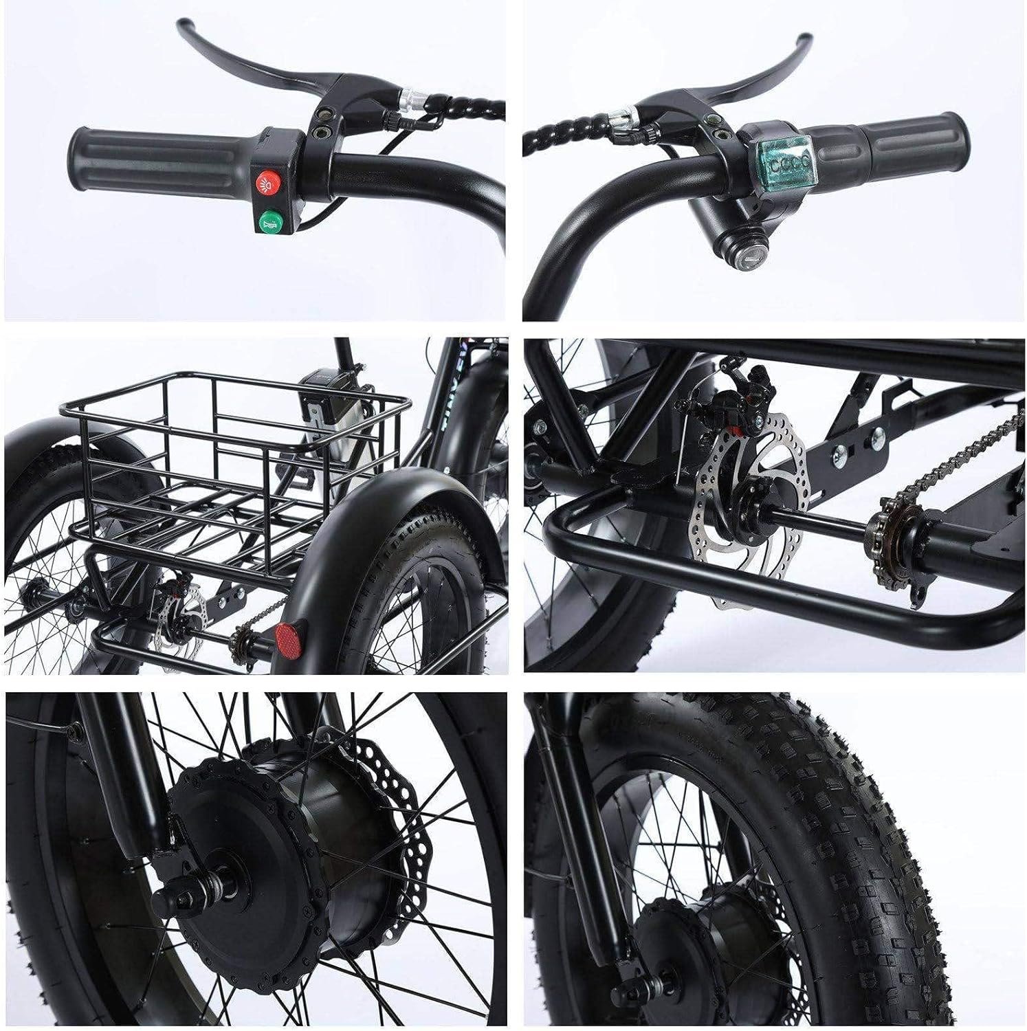 Adult Three-Wheeled Electric Trike - 48v/12ah Removable Battery, 20-Inch Electric Cargo Bike, Wide Tires, 35km Range, Perfect for Shopping and Picnics, Max Load 200kg - Image 4