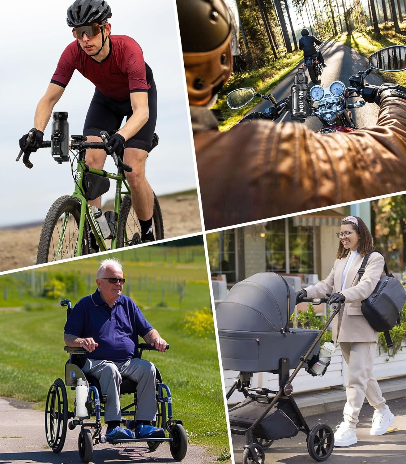 MoKo Bike Water Bottle Holder, Adjustable Bike Bottle Cage for 1.9-3.6" Diameter Bottle, for Handlebar & Frame,Durable Motorcycle Cup Holder with Screw Tool,for Bicycle/Stroller/Scooter/Wheelchair/ATV - Image 8